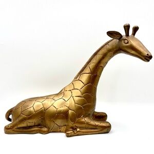 Brass Giraffe Sitting Figurine / Statue - MCM, Vintage